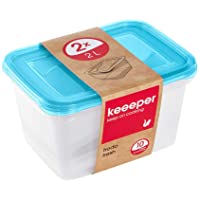 Los mejores  - keeeper Set de 2 Fiambreras- 2 x 2 l- 20-5 x 15-5 x 10-5 cm- Fredo Fresh- Azul transparente